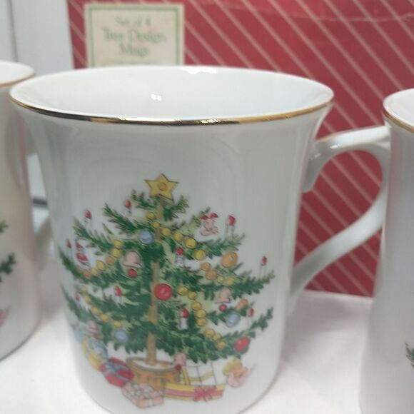 Vintage Macy's All the Trimmings Christmas Tree Mug 1985 J7483 R H Macy 3 Mugs. - Picture 3 of 11